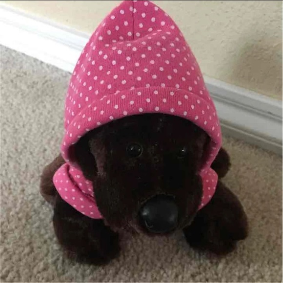 Ganz Chocolate Lab Dog Pink Hoodie Plush - Picture 4 of 4